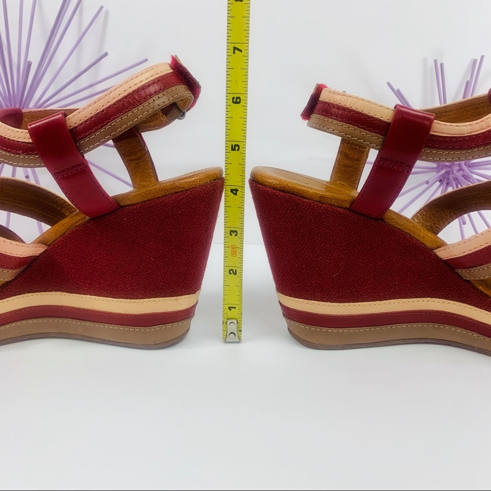 Naya Elise / Cream Taupe Red Ankle Strap Wedges - Picture 2 of 8